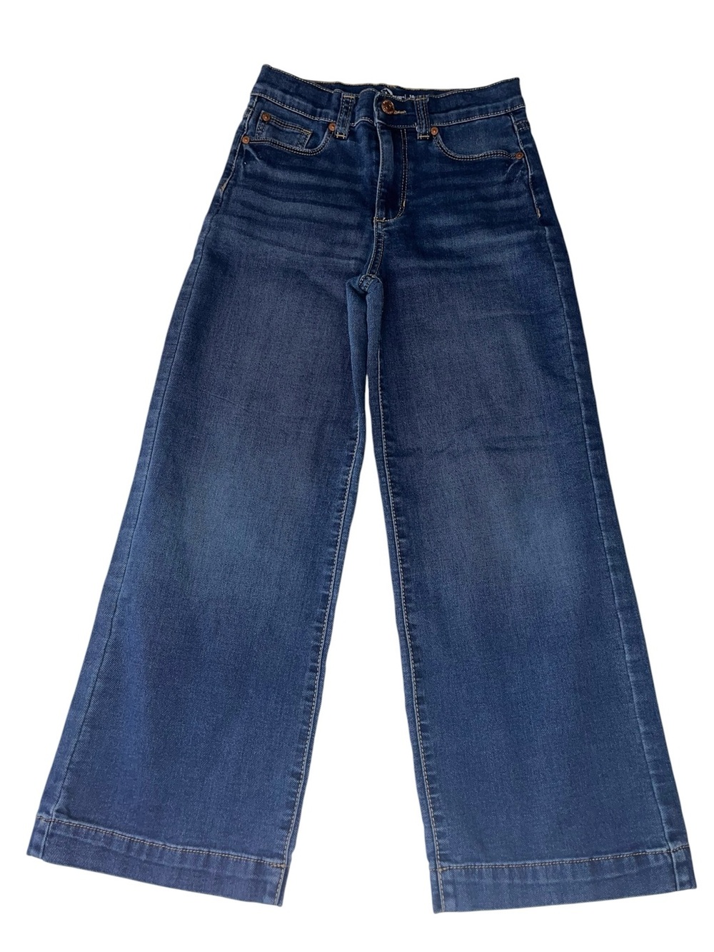 Jordache Girls Size 10 Wide Leg Jeans Medium Wash High Rise Denim